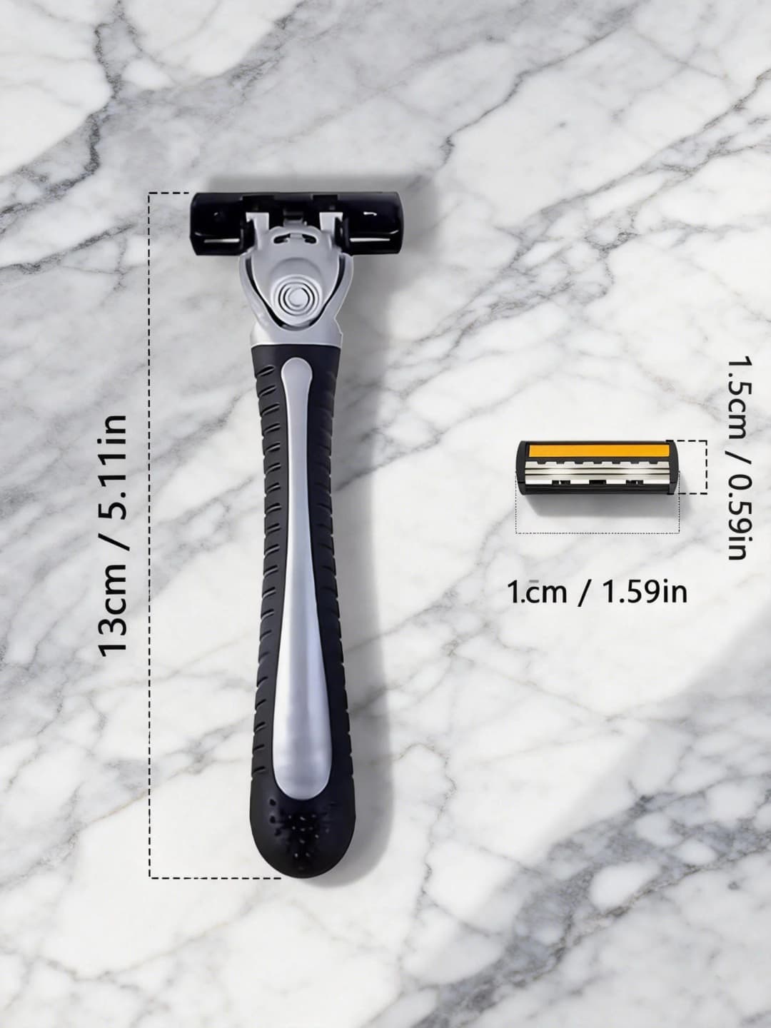 Variety Packs Skin Guard Anti-Slip Handle Replacement Triple Blades Reusable Safety Manual Razors for Men Shaving Bathing Trave - 2