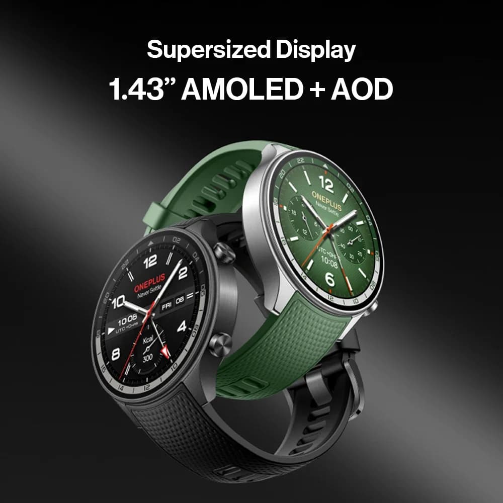 ساعة ون بلس ووتش 2R الذكية الإصدار العالمي بشاشة 1.43 أموليد ومعالج سناب دراجون W5 وبطارية تدوم حتى 100 ساعة ونظام جوجل وير أو إس 4 وNFC - 4