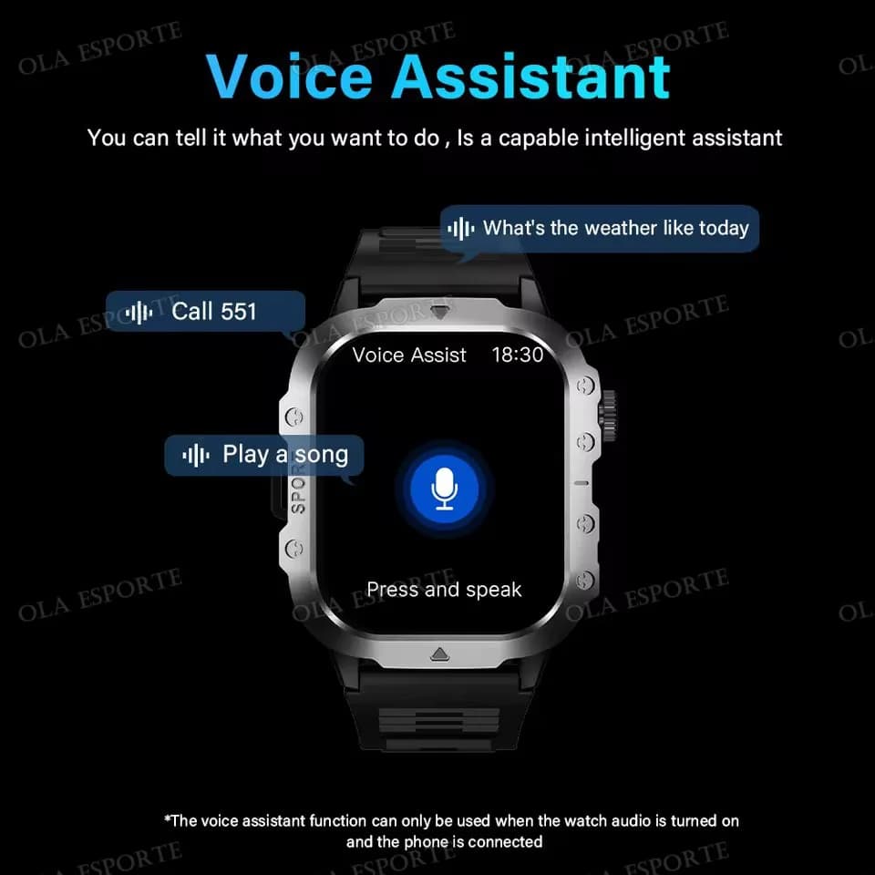 Rugged Military Outdoor Sports Smart Watch Health Monitoring Voice Assistant Bluetooth Call LED Flashlight 2026 NEW Smartwatch - 6