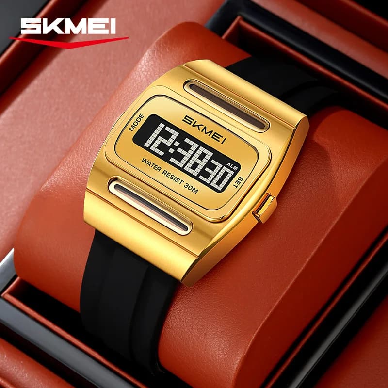 ساعات رياضية رقمية عادية تعمل بالطاقة الشمسية من SKMEI 2563، سوار سيليكون، ساعة منبه إلكترونية مقاومة للماء، هدية ريلوج هومبر - 4