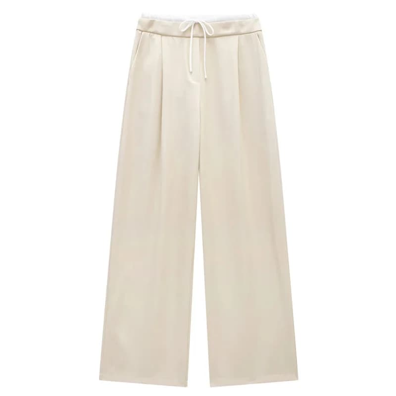 HXAO Women Pants Summer Baggy Pants For Woman Pleats Casual Black Pants Office Lace Up Fluid Trousers Boxer Gray Womens Pants - 4