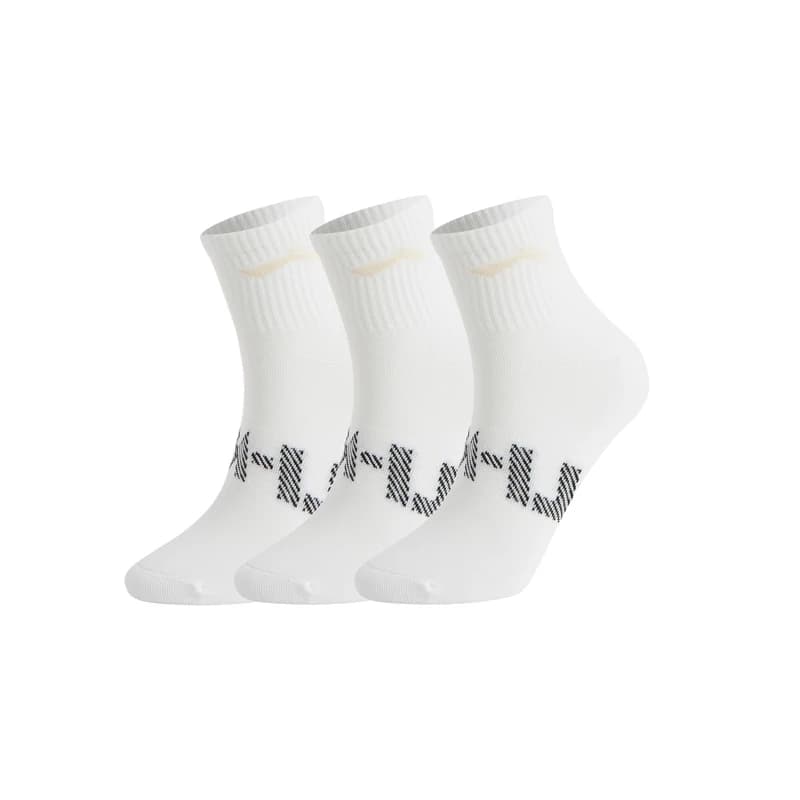 لي-نينغ للجنسين 3 أزواج جوارب رياضية للرجال والنساء مقاس 24-28 سم بحروف لي-نينغ جوارب رياضية قابلة للتنفس AWTV005 - 4