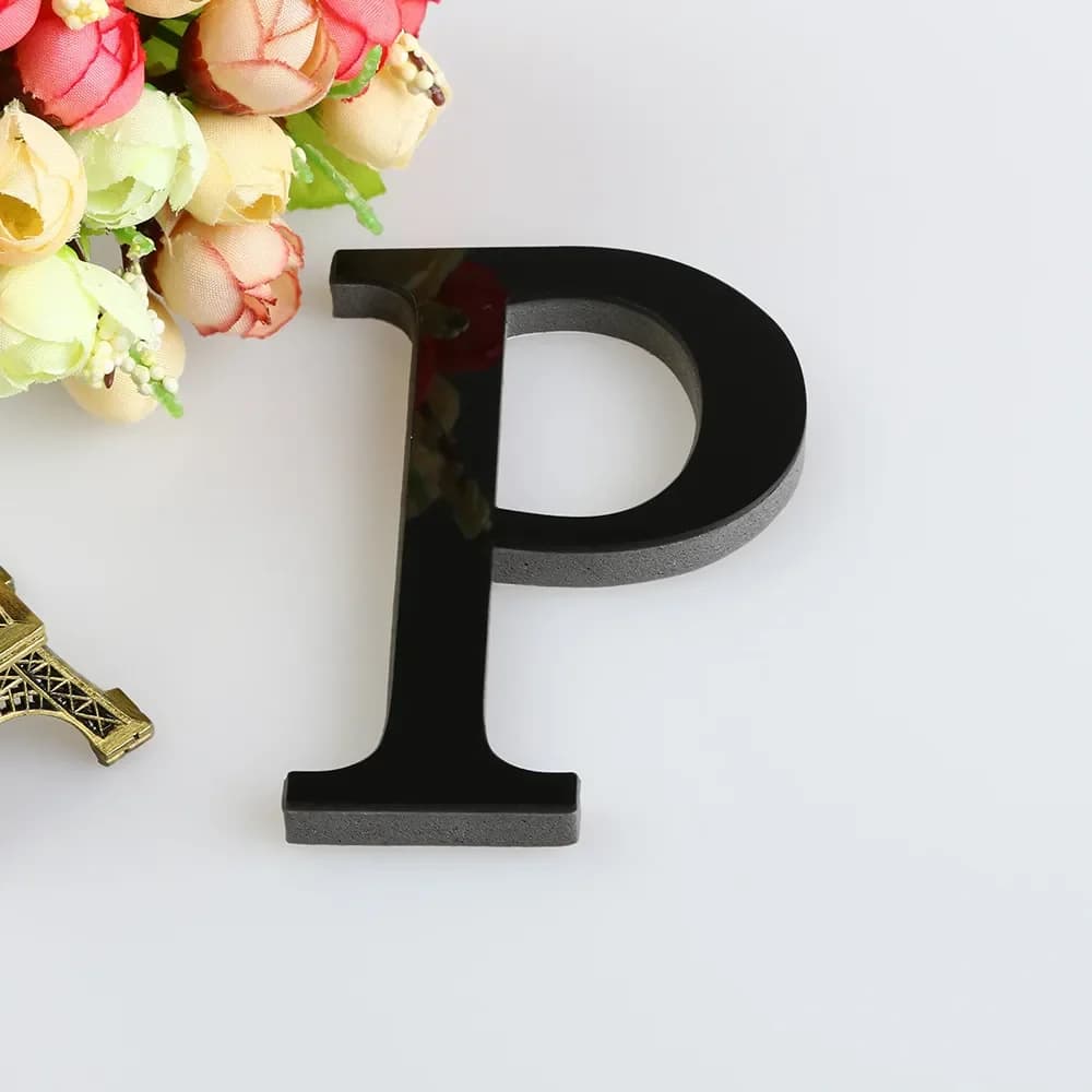 26 Letters DIY 3D Mirror Acrylic Wall Sticker Ornaments Black English Alphabet Decals Home Decor Wall Art Mural Party Decoration - 3