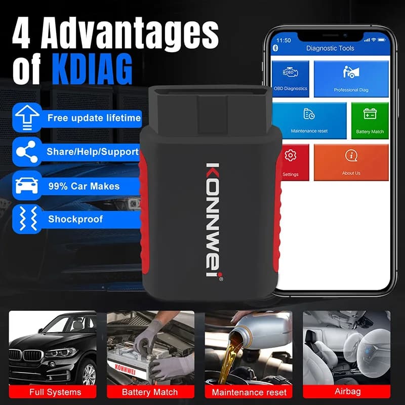 2026 KONNWEI KDIAG Full System Auto Scanner Reset SAS EPB Service ECU Programmer OBD OBD2 Car Diagnostic Tool pk Thinkdiag MINI - 6