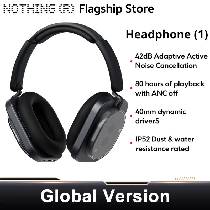 Global Version Nothing Headphone (1) 40mm Dynamic Driver Wireless Headphone 15 Quick Charge ANC Headset Support AAC SBC LDAC