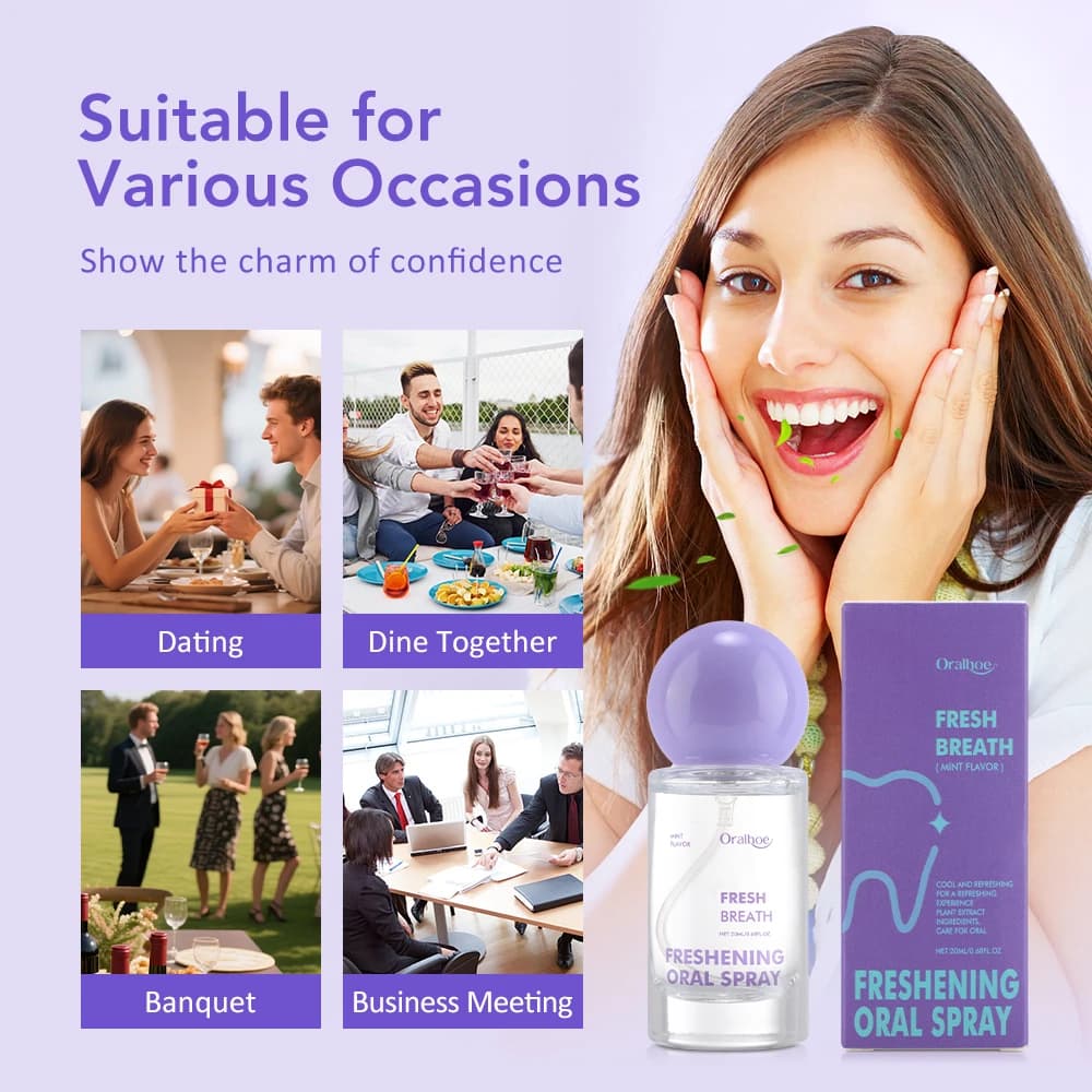 رذاذ فموي بالنعناع يدوم طويلاً ومحمول ومنعش للتنفس للبالغين ومنتجات العناية الفموية ومنعش فموي بحجم السفر 20 مل - 4
