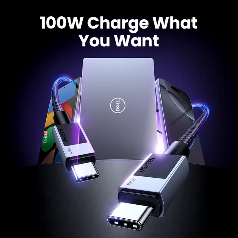 [2 Pack] UGREEN USB C Cable PD100W Fast Charging for Laptop MacBook iPhone 17 16 Samsung S26 Xiaomi 5A E-marker Chip Type-C Cord - 3