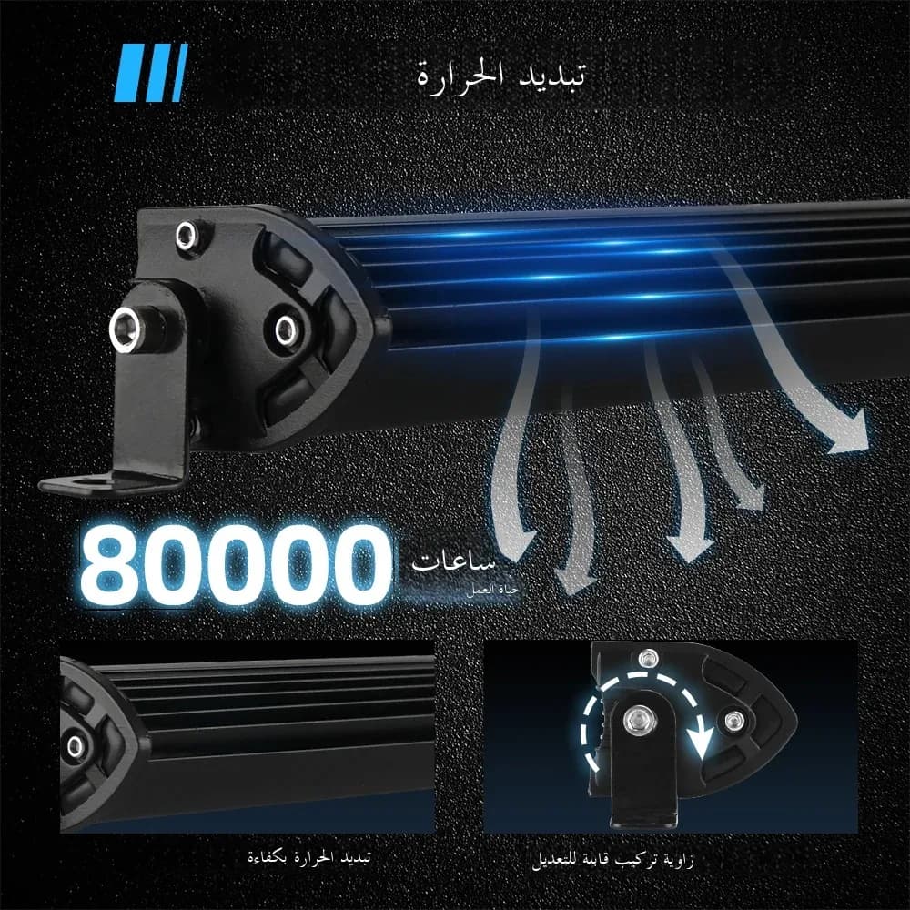هاوليد شريط إضاءة LED فائق النحافة 8 بوصة صف واحد إضاءة قيادة 6000 كلفن أبيض 6D لسيارات الجرارات سيارات الدفع الرباعي الشاحنات القوارب 4WD 4x4 للاستخدام على الطرق الوعرة - 4