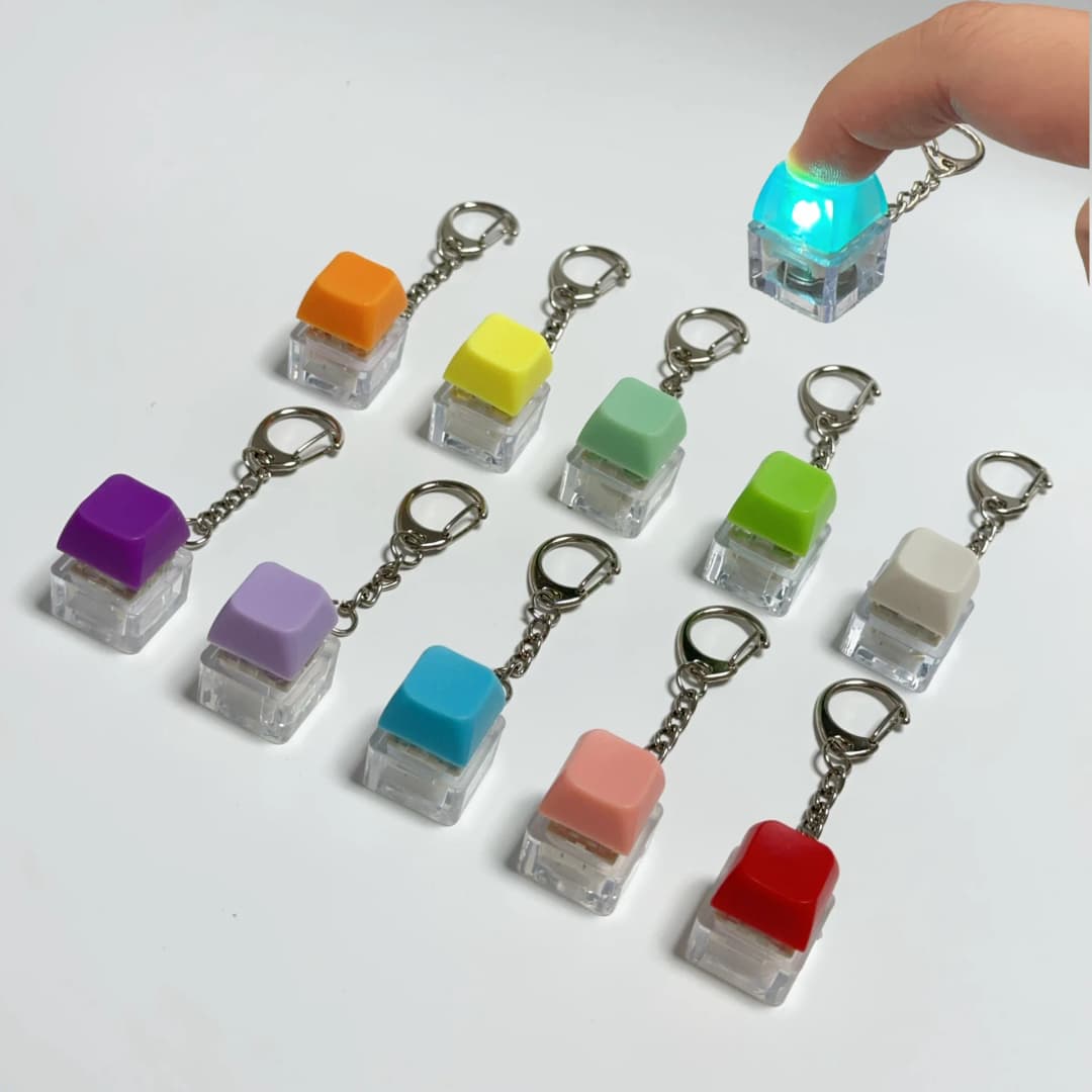 LED Keyboard Keychain Mechanical Button Fidget Key Switch Caps Finger Toys Relief Stress Small Gifts Car Key Ring For Adults - 3