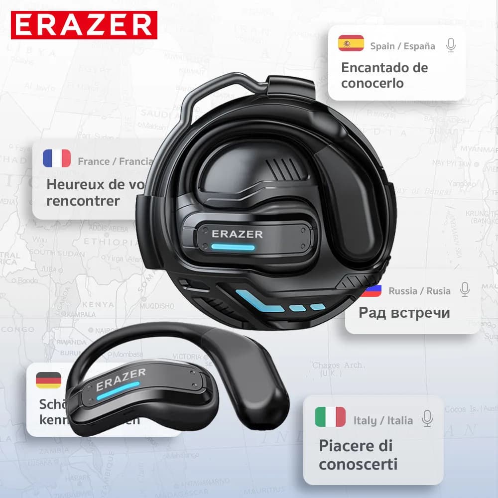 ERAZER X8 AI Translator Earbuds Gaming Bluetooth 5.4 Wireless Headphones Low latency HD Call Earphones with Mic Waterproof