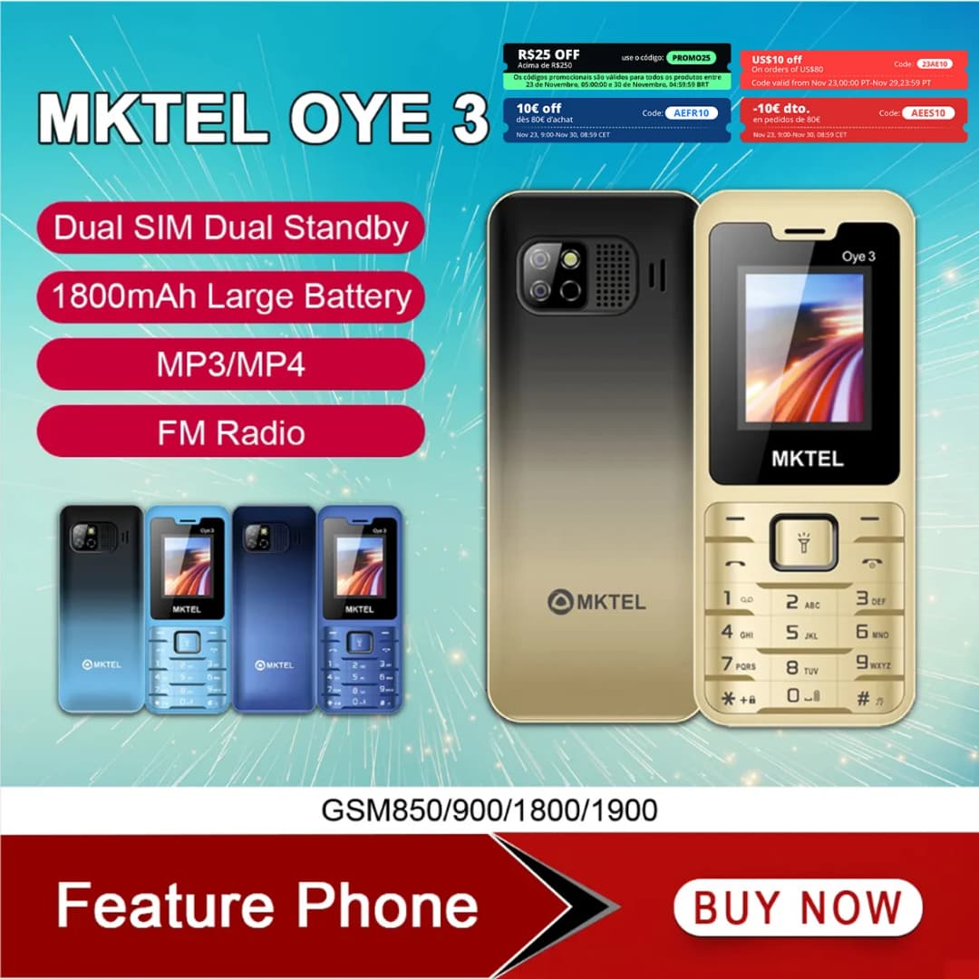 هاتف MKTEL OYE 3 بشاشة 1.77 بوصة بطارية 1800mAh شريحتين انتظار مزدوج MP3 MP4 راديو FM مع كشاف قوي هاتف لكبار السن
