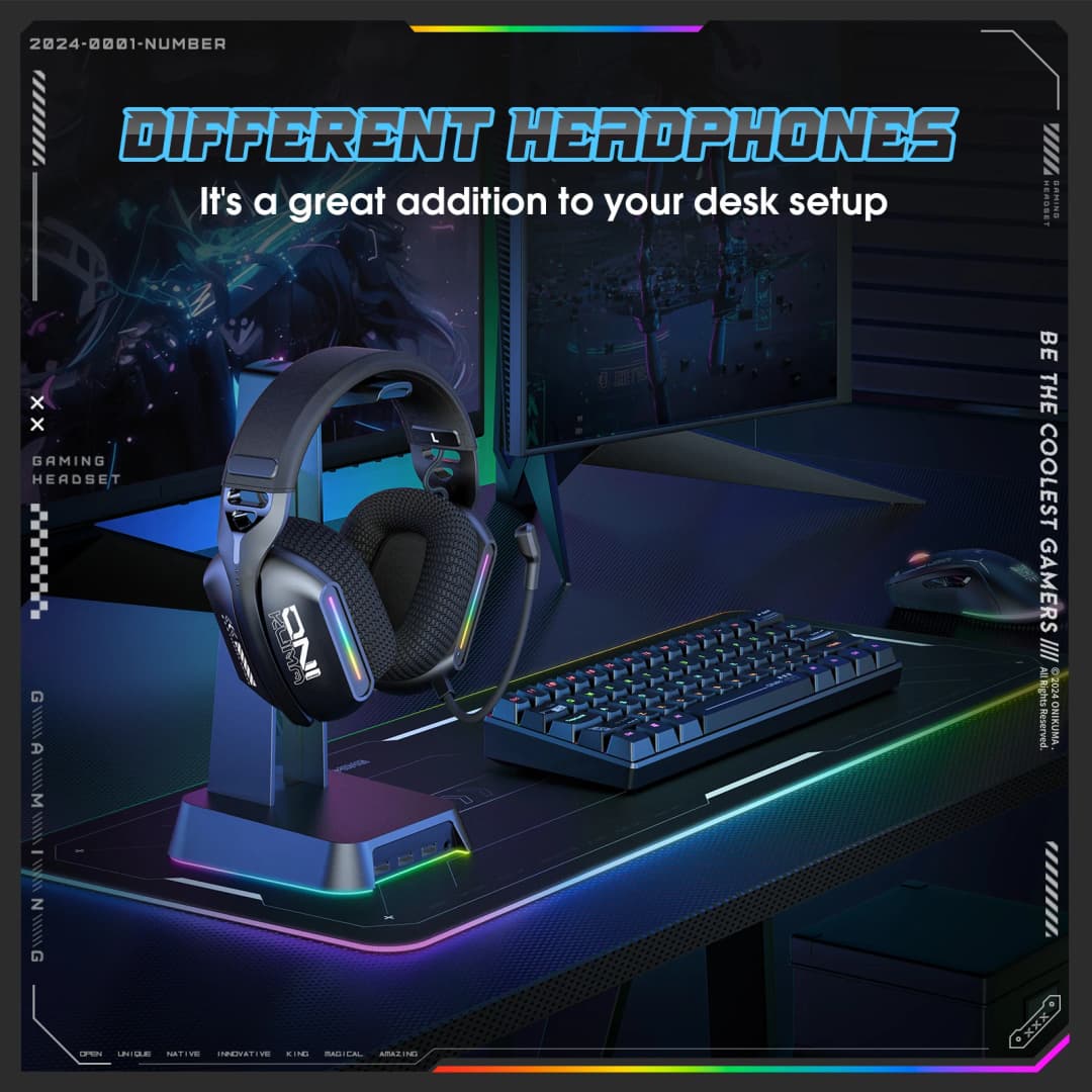 ONIKUMA Wireless Gaming Headset 2.4G/Wired/Bluetooth 3 Modes Bendable HD Mic Soft Ear Pads Immersive Sound for PC/PS4/5 GT808 - 4