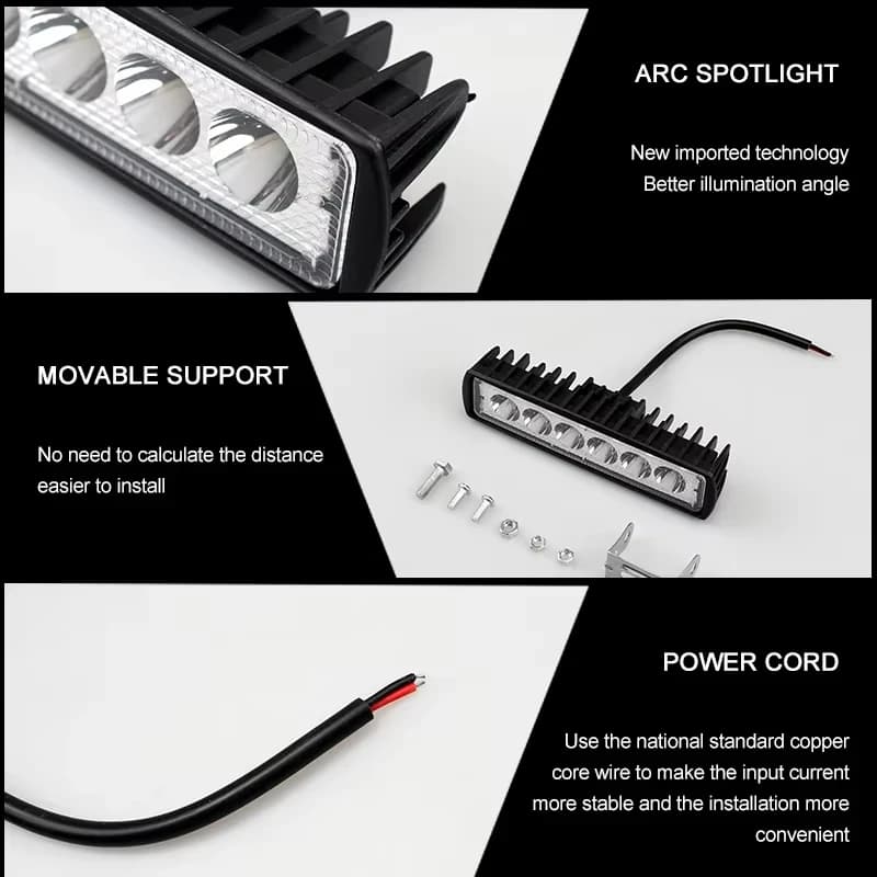 6 LED كشاف سيارة فائق السطوع مصباح ضباب قيادة 12 فولت شريط إضاءة عمل تلقائي إضاءة ليلية للدراجات النارية الطرق الوعرة 4x4 سيارات الدفع الرباعي ATV - 3