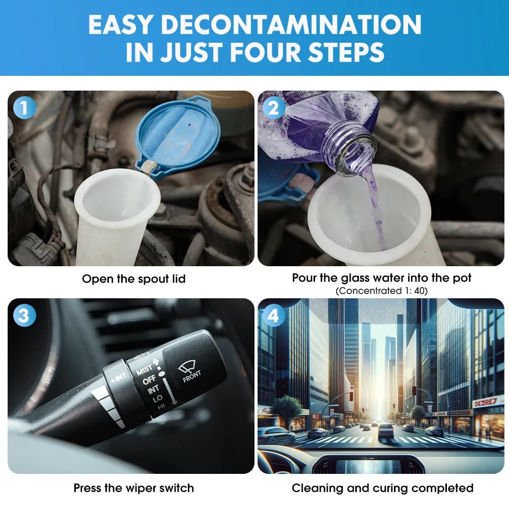 ماء زجاج سيارة مركز للغاية من Carsun، صيغة تخفيف 1:40، فيلم مزيل شحوم قوي، مقاوم للانعكاس، ماسحة، تنظيف بدون آثار، نوع عالمي مقاوم للتجمد لجميع المواسم - 6