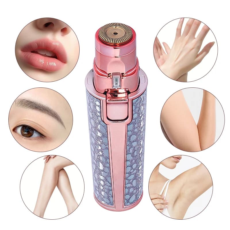 2 In1 Rechargeable Facial Hair Removal and Eyebrow Shaver - Face Lips Body Painless Facial Razor with Built-in LED Light USB - 6