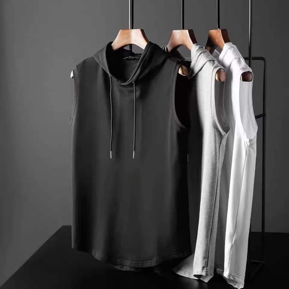 2025 Brand New Men's Tank Tops Vest Sleeveless Tees For Male Hooded Man Vests Tops Hip Hop Men Tank Top Hoody T shirt Male Mens