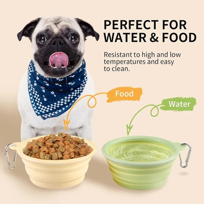 Silicone Dog Food Water Bowl Collapsible 2 In 1 Pet Dispenser Outdoor Travel Dog Cat With Carabiner Bottle Food Water Container - 3