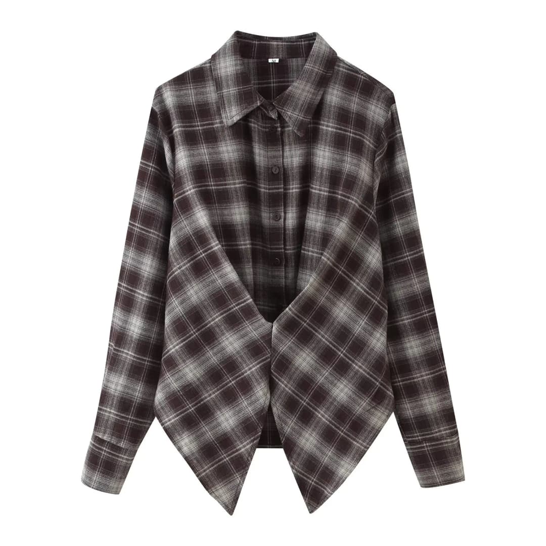 Women Chic Sexy Plaid Long Sleeved Shirt Spring Autumn Female Casual Blouse Trendy Fashion Lady Vintage Styled Shirt - 2