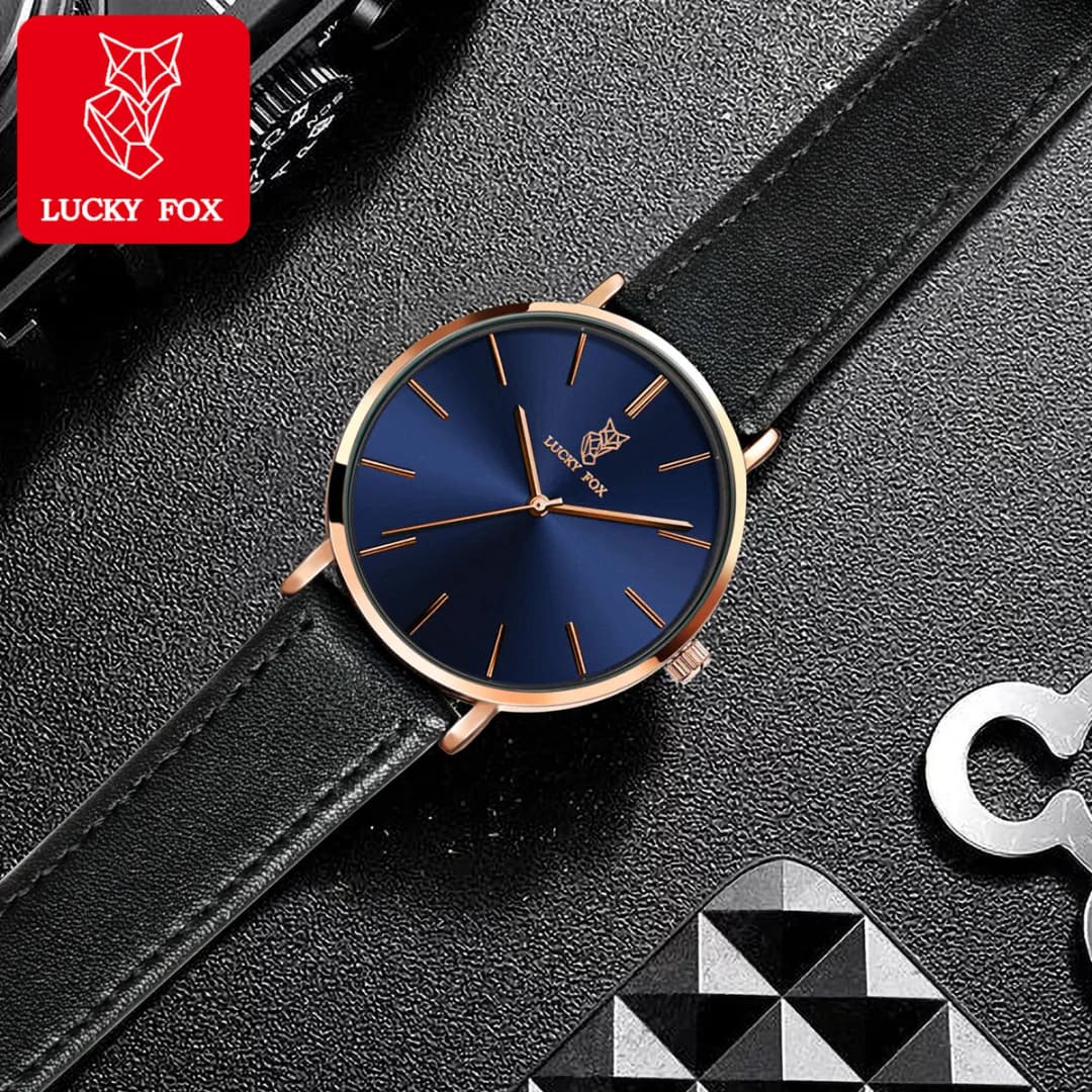 LUCKY FOX Classic Luxury Men Watch Simple Casual Men and Women Round Large Dial Quartz Watch Clock Gifts Men Reloj