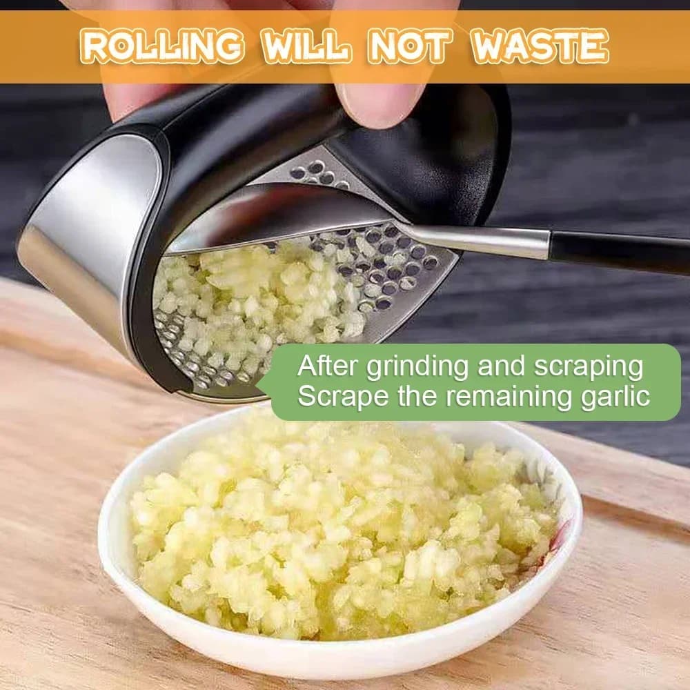 مفرمة ثوم يدوية من الفولاذ المقاوم للصدأ، أداة تقطيع الثوم والفاكهة والخضروات، أداة مطبخ - 4
