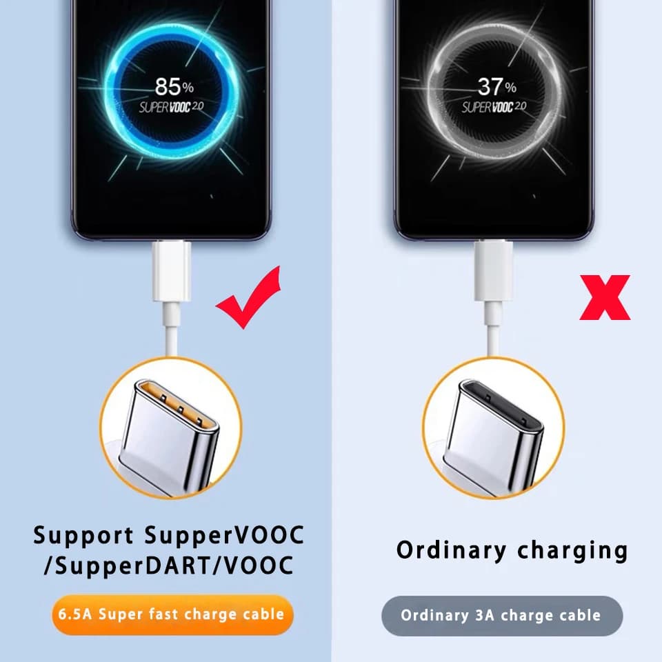 كابل Realme الأصلي Vooc USB C شحن سريع 6.5A سوبر دارت شحن سريع لـ GT Narzo 30a 20pro X50 Pro 5g X7 Xt X2 - 4