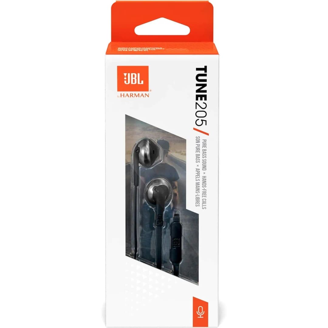 سماعات رأس شبه داخل الأذن JBL T205، سماعات رياضية سلكية مع ميكروفون، واجهة 3.5 ملم للهواتف والألعاب - 6
