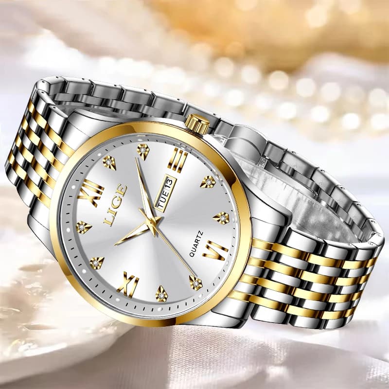 ساعات LIGE الجديدة للسيدات مقاومة للماء ساعة ألماس أعمال موضة سوار للنساء كرونوغراف كوارتز مضيء بسيط وعارض - 2