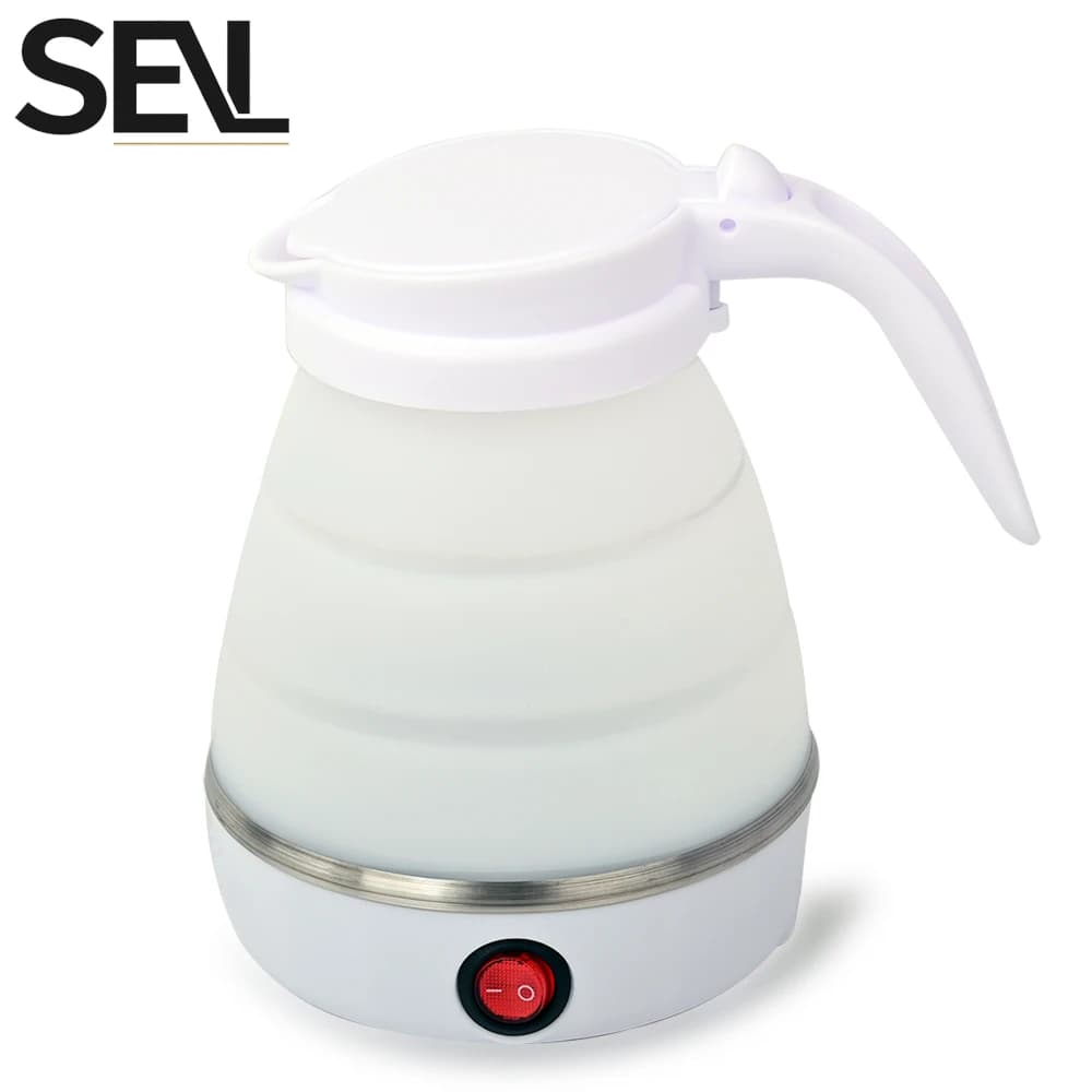 Mini foldable electric kettle 0.6L portable electric kettle household travel water heater silicone compression 110V-220V - 3