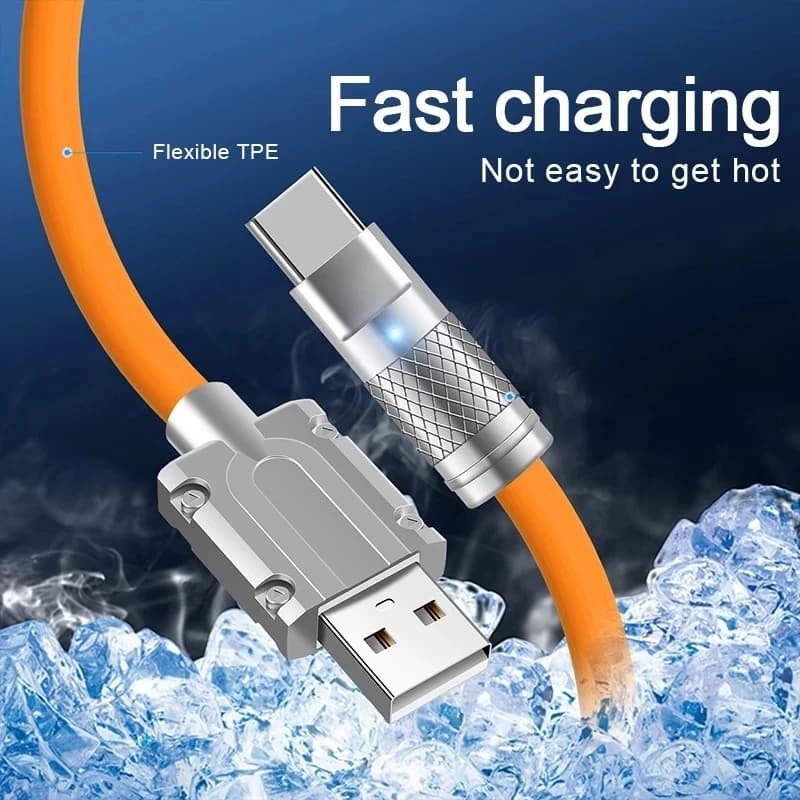 3PCS 120W Super Fast Charge Type-C Liquid Silicone Cable Quick Charge USB C Lines For Xiaomi Huawei Samsung USB Phone Data Wire - 2