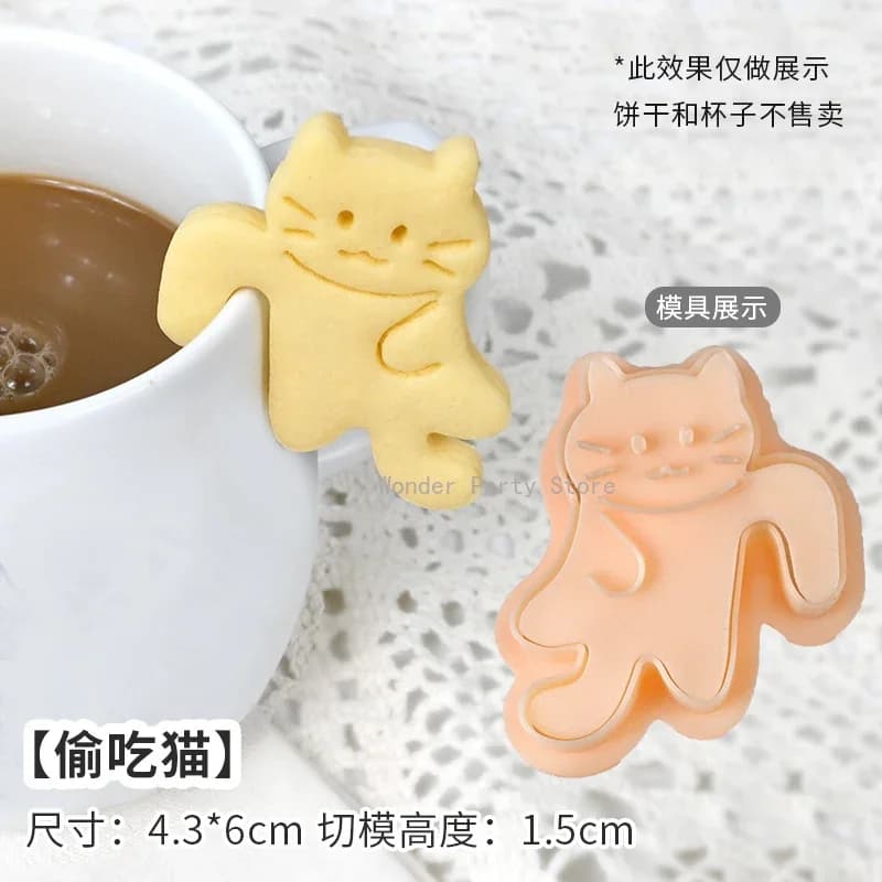 قالب خبز ثلاثي الأبعاد لزينة الكعك مع قواطع كوكيز على شكل حيوانات كرتونية مثل السنجاب والغزال والطائر والقطة - 3