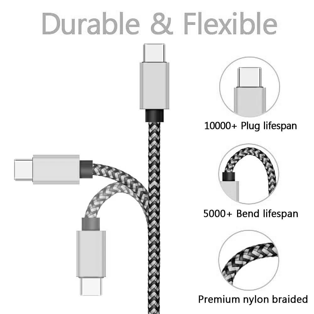 1-3Pcs USB Type C Cable Fast Charging Battery Charger Wire Woven Nylon Data Cable Mobile Phone Charger For Huawei Samsung USB C - 3