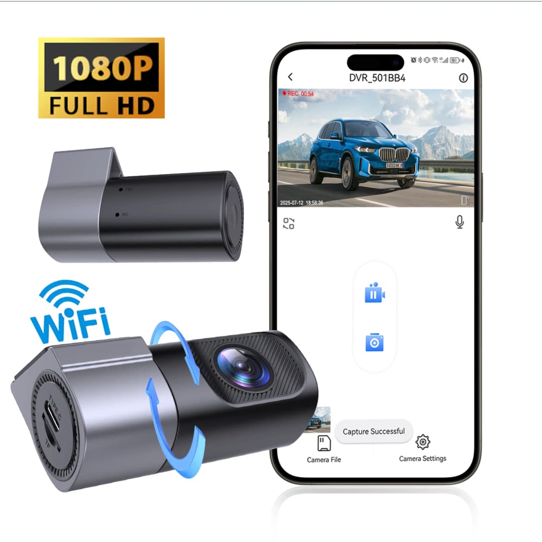 1080P Car DashCam New WiFi Dash Camera Vehicle Recorder Smart Car APP Control Video Recorder 360° Rotation Night Vision For All
