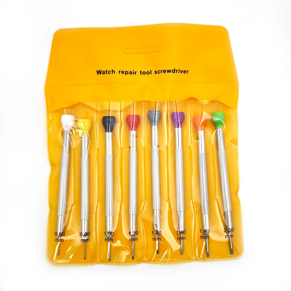 مجموعة مفكات صغيرة مسطحة للساعات 8 قطع لإصلاح وصيانة الساعات مفك دقيق لصانعي الساعات أدوات احترافية للساعات