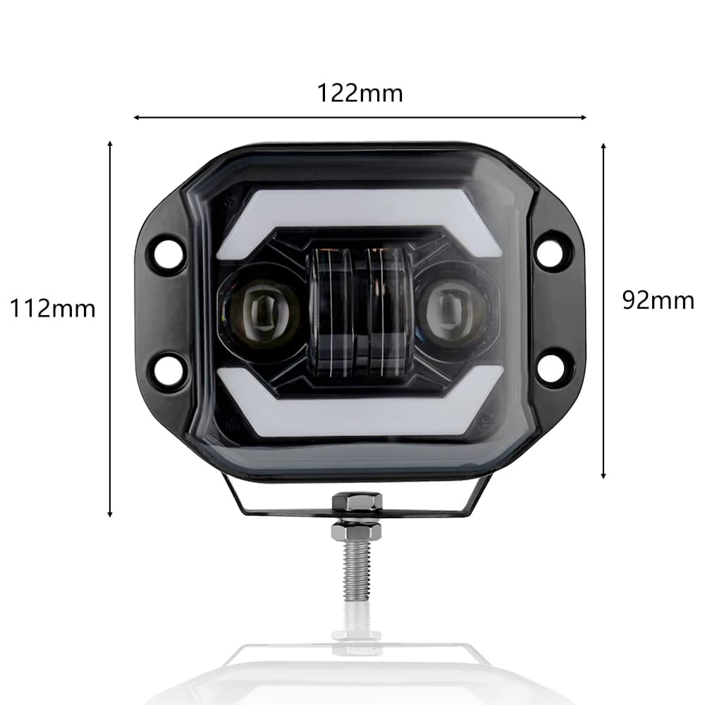 شريط إضاءة عمل LED مثبت بشكل مسطح 5 بوصات للطرق الوعرة 12V 24V 40W بقعة ضوء LED لشاحنات السيارات والدراجات النارية وسيارات الجيب - 5
