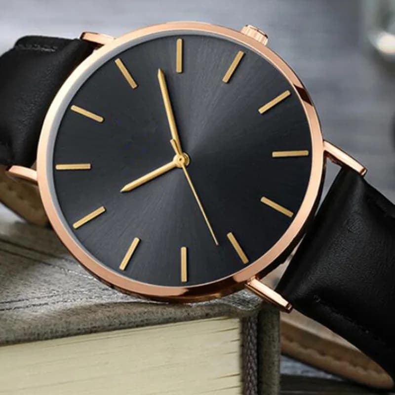 Minimalist Men's Watch Fashion Elegant Unisex Women Wristwatch Leather Strap Simple Quartz Wristwatch Relojes Casual Clock Saati - 3