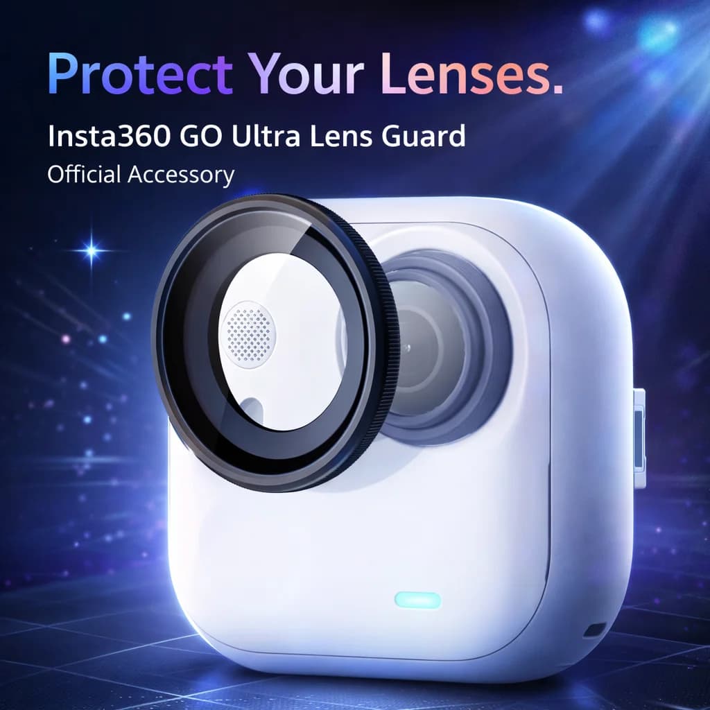 حارس عدسة Insta360 GO Ultra عبوة مزدوجة إكسسوار رسمي تصميم برغي زجاج منحني مطلي عالي الدقة بدون حجب