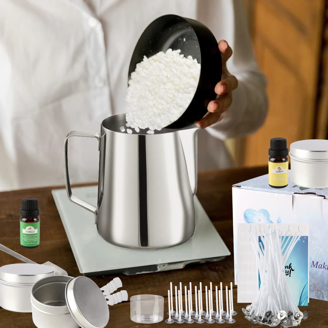 Simple DIY candle-making set, easy to make, with essential oil for aromatherapy, high-quality soy wax, handcrafted - 5