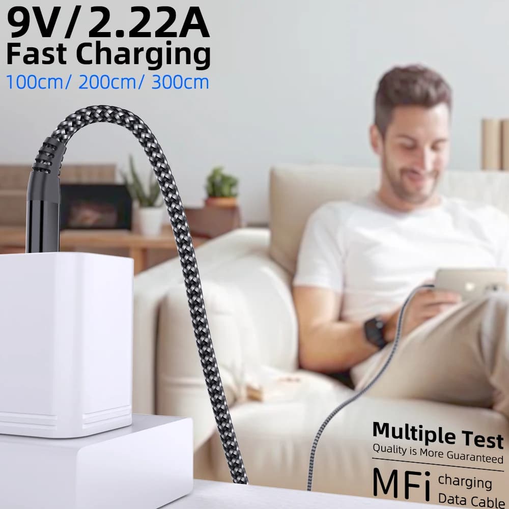 1PC 2PCS Type C to Lightning Fast Charging Data Cable MFI Certified 20W Nylon Braided Cable for iPhone14 14Pro 14Plus 13 12 11 X - 4