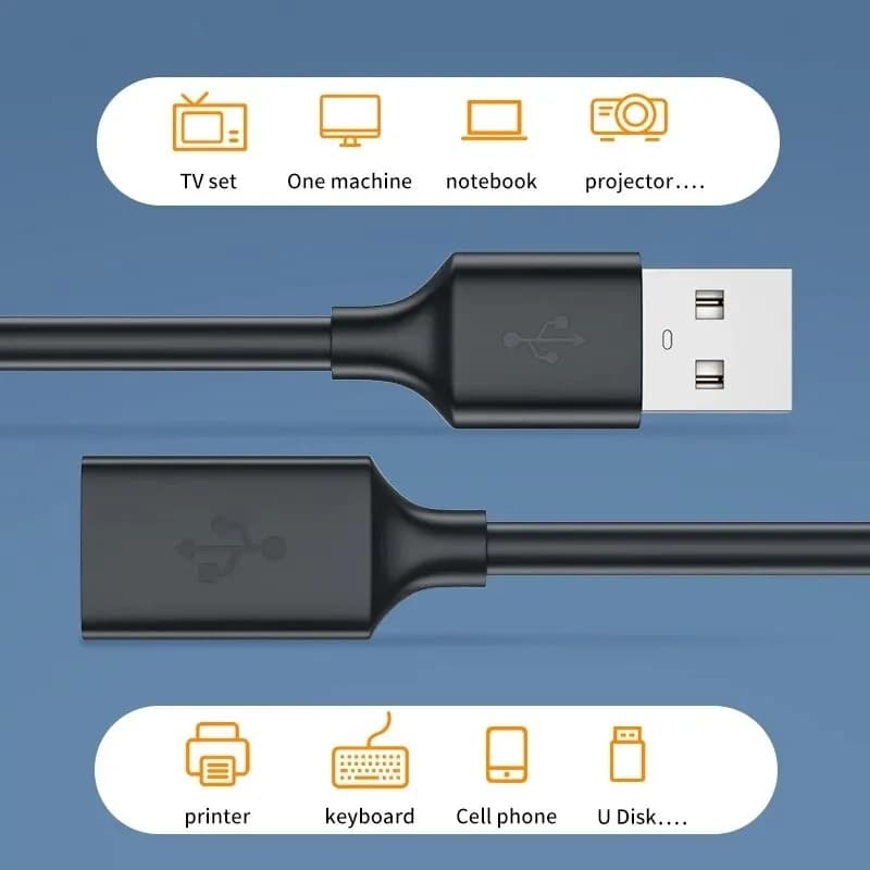 كابل تمديد USB من ذكر إلى أنثى مناسب للكمبيوتر الشخصي والتلفزيون والهاتف المحمول والقرص الصلب - 4