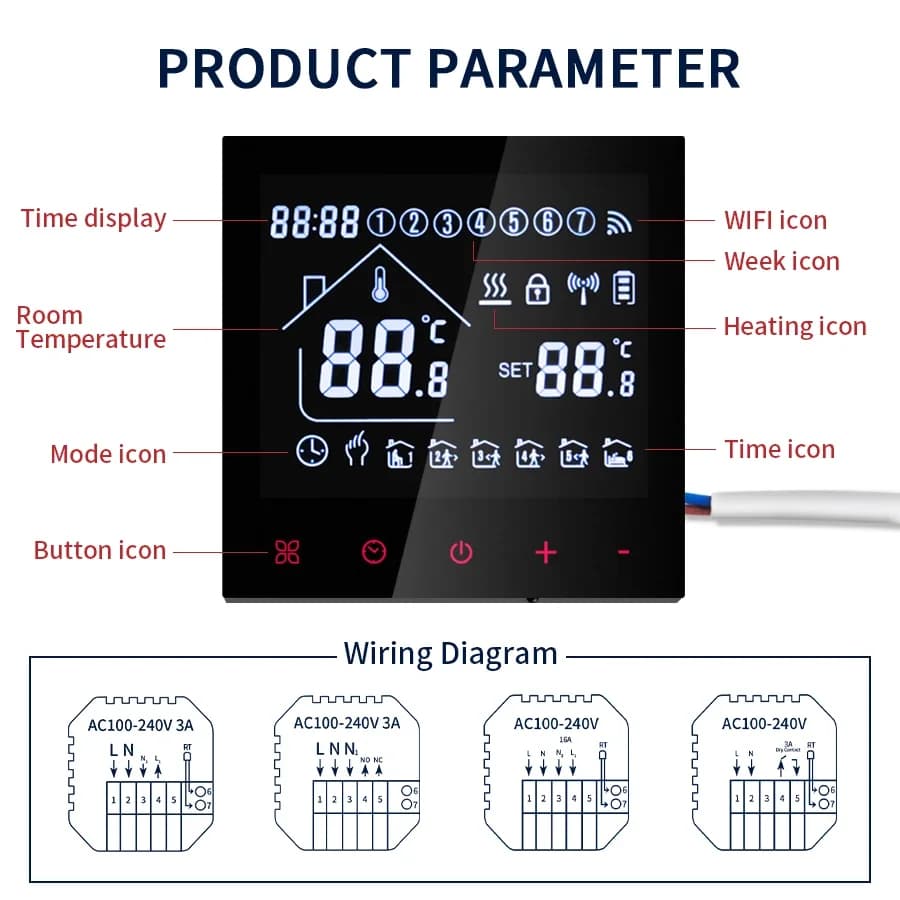 WiFi Smart Thermostat Temperature Controller Tuya Smart Life For Floor Heating Electric/Water Gas Boiler Works With Alexa Alice - 6
