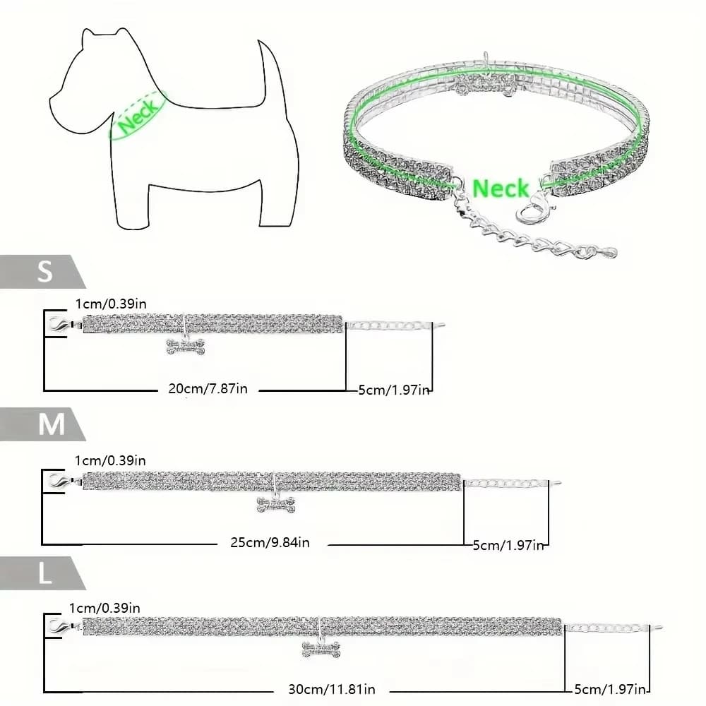 Bling Bone Pet Collar-Adjustable Necklace for Small Dogs and Cats-Cute and Fancy Accessory for Puppies-Adds Style and Glamour - 5