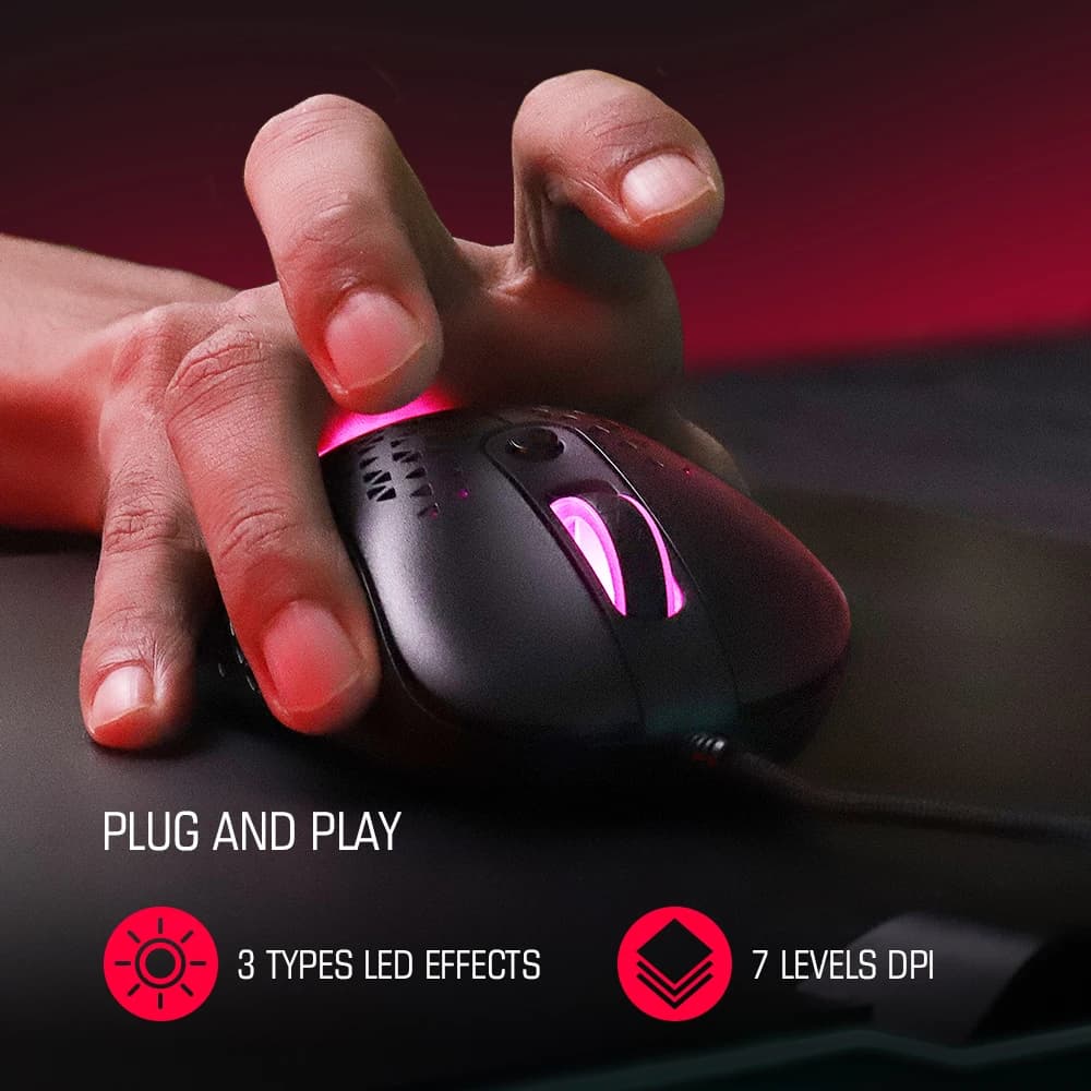 فأرة ألعاب سلكية GameSir GM500 خفيفة الوزن، مستشعر بصري PMW33600، دقة 12000 DPI - 3