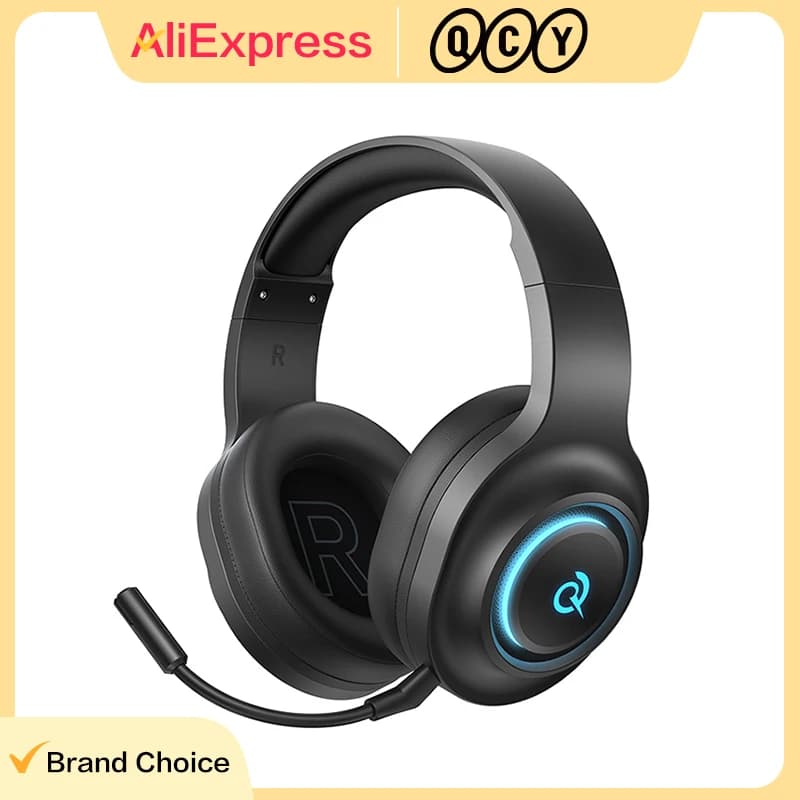 سماعات رأس QCY Heroad V200 فوق الأذن بمحرك 50 ملم وصوت محيطي 7.1 وبلوتوث لاسلكي 6.0 للكمبيوتر واللاب توب وPS4/5
