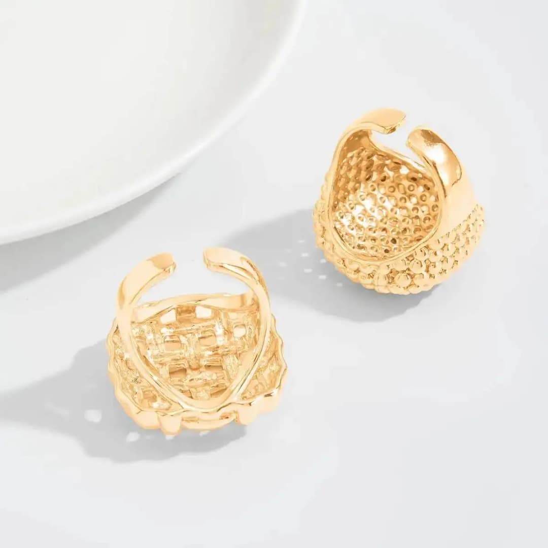 KunJoe 2Pcs/Set Luxury Geometric Adjustable Open Rings for Women Vintage Irregular Square Chunky Knuckle Ring Wedding Jewelry - 6