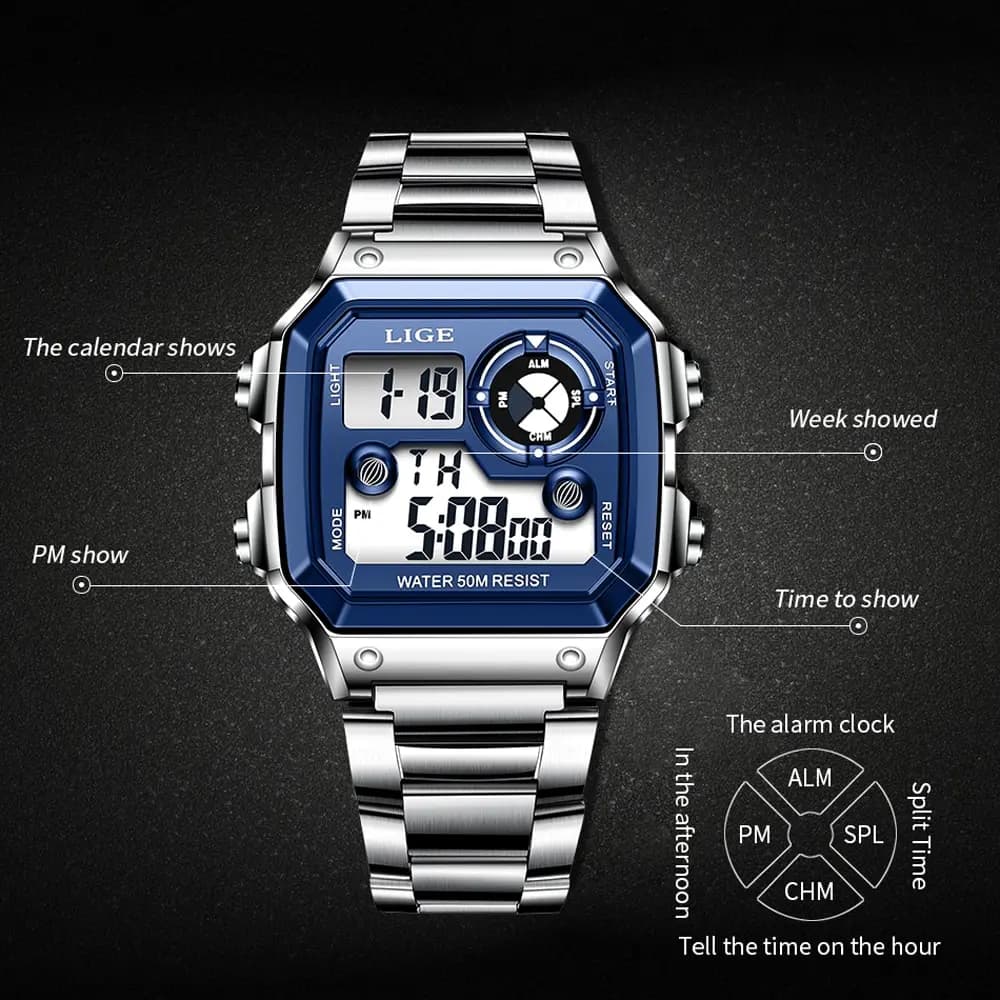 LIGE 2023 NEW Luxury Brand Men Watch Military Digital Watches Sport Wristwatch Mens Waterproof Clock Male Relogio Masculino - 4