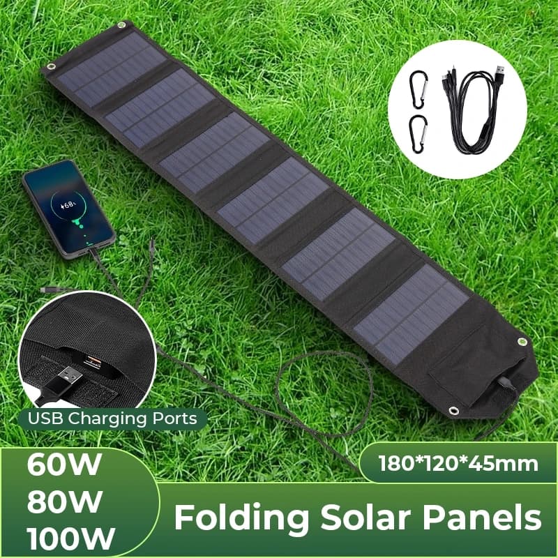 4/6-Fold 100W 80W 60W Foldable Solar Panel  USB 5V Solar Charger Portable Solar Cell  for Camping Hiking Car