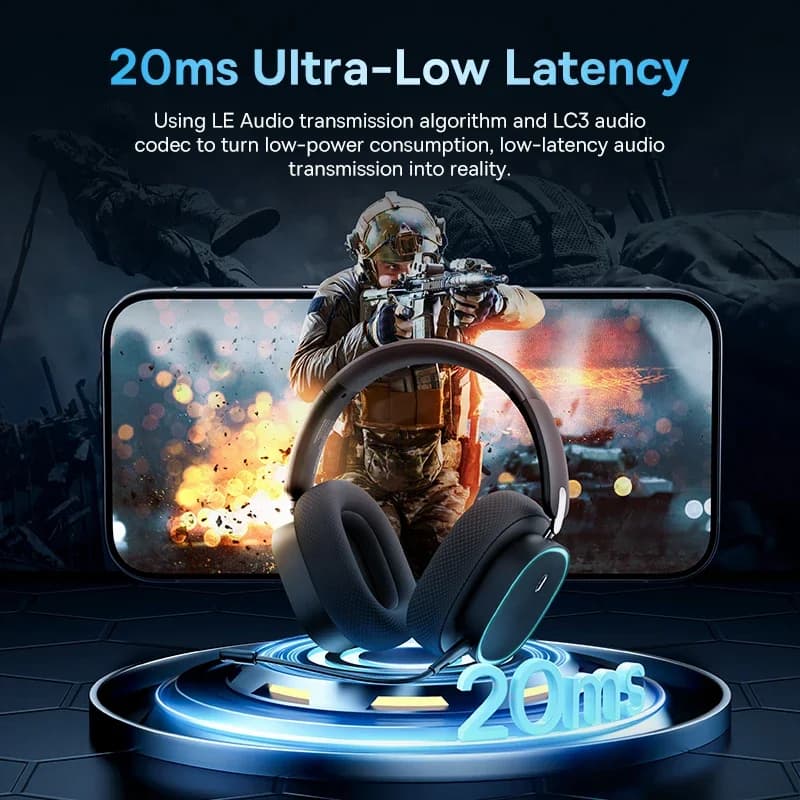 سماعات رأس Baseus GH02 لاسلكية للألعاب مع ميكروفون، سماعات أذن بلوتوث 5.3، سائق 40 ملم، 2.4G/لاسلكي/كابل RGB - 3
