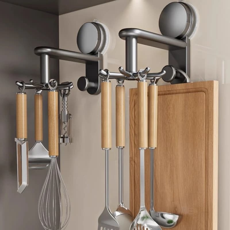 360 الدورية شفط كأس السنانير الحائط للمطبخ أواني المنظم ملعقة ملعقة حامل لا الحفر مكافحة قطرة الرف