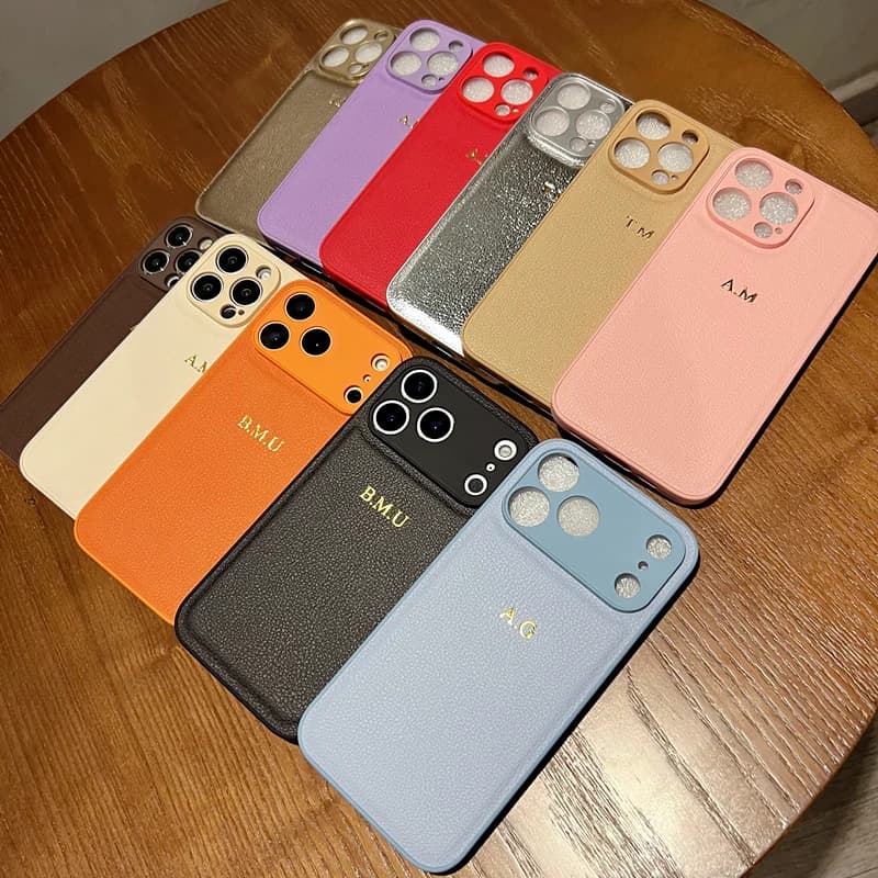 Luxury Personalized Custom Initials Gold Name Leather Case For iPhone 17 16 15 14 13 12 11 Pro Max Xs Max Shockproof Back Cover - 5