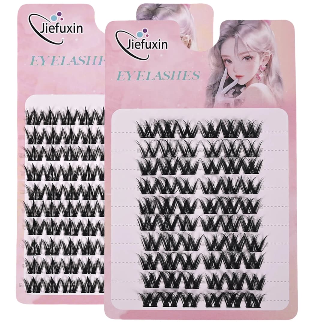 رموش Jiefuxin DIY رموش عين الثعلب مانجا رموش اصطناعية سعة كبيرة مدببة سميكة مقسمة تمديدات رموش عنقودية فردية - 4